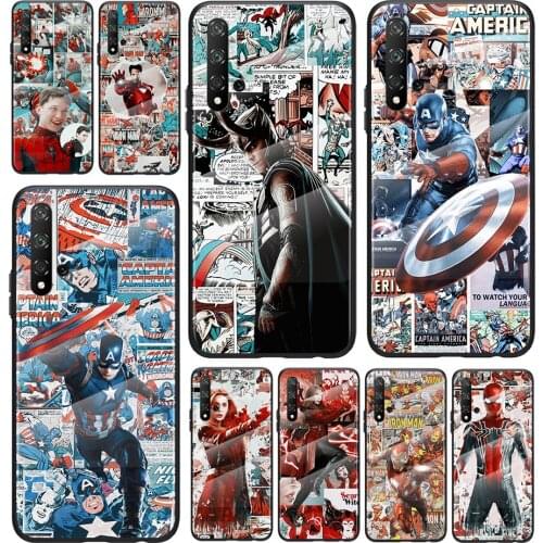 Retro Marvel Comics For Honor 30 20 10 9X 8X Pro Plus Lite Tempered Glass Hot New Shell Luxury Cover Phone Case