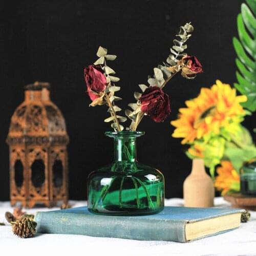 Nordic Colorful Glass Vase Tabletop Crafts Ornaments Plant Hydroponic Bottle Perfume Bottle Creative Home Decoration Accessories