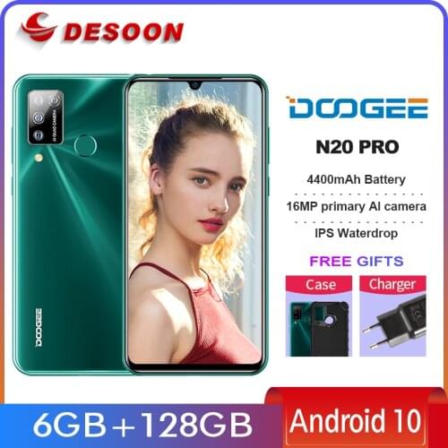 Doogee N20 Pro 6.3 Inch Android Smartphone 6GB+ 128GB Helio P60 Octa core 4400mAh 16MP primary AI camera Global Version Cellpho