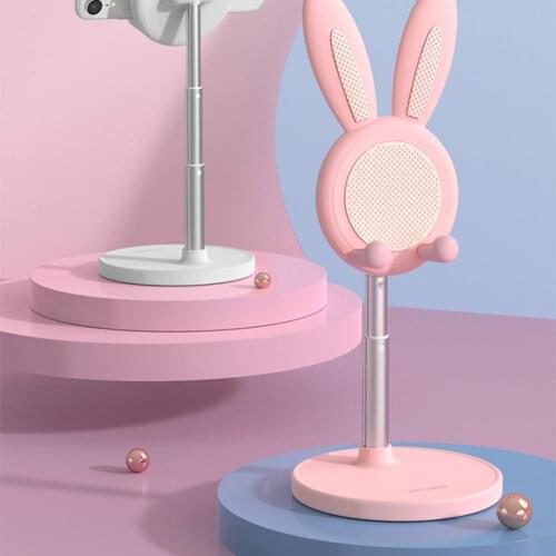 Telescopic Cartoon Rabbit Ears Mobile Phone Holder Adjustable Tablet Stand Cute Bunny Desktop Rack Durable Phone Accessories