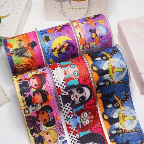 DIY Craft Supplies Cartoon All Saints' Day Printed Grosgrain Satin Ribbon 50 Yards, Planar Resins 30 Pieces. 55811