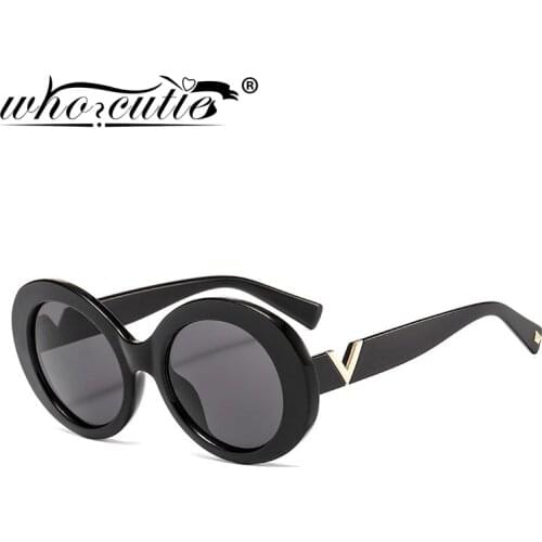 WHO CUTIE New Clout Goggles Oval Sunglasses Men Women 2020 Brand Design 90S Retro Frame Kurt Cobain Glasses Sun Shades S300