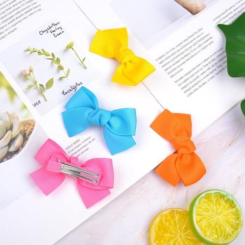 20Colors 1pieces Solid Hair Bows With Clip For Sweet Girls Hair Clips Boutique Hairpins Barrettes Headwear Kids Hair Accessories