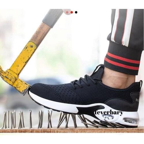 Work Safety Shoes For Men Summer Breathable Boots Working Steel Toe Anti-Smashing Construction Safety Work Sneakers