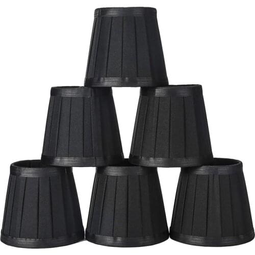 Clip on Lampshades Candle Chandelier Lampshades for Ceiling Pendant Light Table Lamp Floor Light 6 Pcs Black