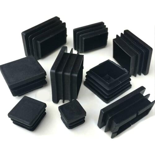 2/4/10pcs Square Plastic Black Blanking End Cap Tube Pipe Insert Plug Bung 10x10~100x100mm