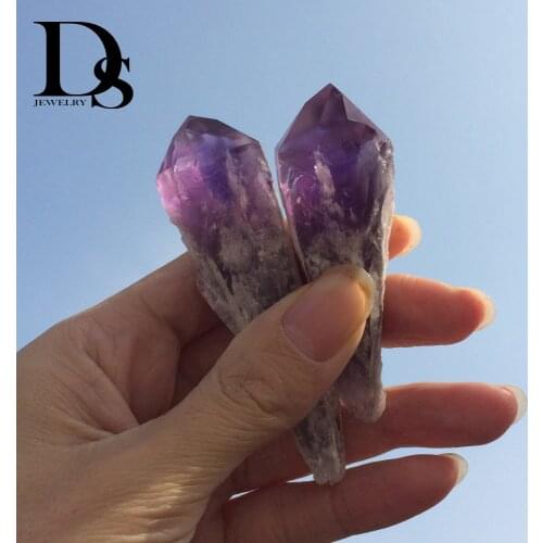 2 pcs Natural Amethyst Skeletal Quartz Point Crystal Cluster Wands Uruguay Healing Specimen natural stones