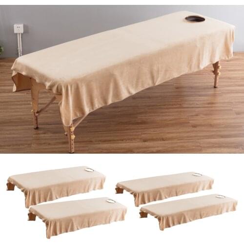 4pcs Extra Soft Spa Massage Table Flat Sheets Cosmetic Bed Cover Camel