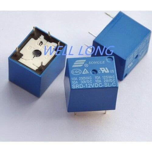 5 pcs/lot ) 12V DC Coil SPDT Power Relay,250V AC/30V DC ,10 Amps, SRD-12VDC-SL-C