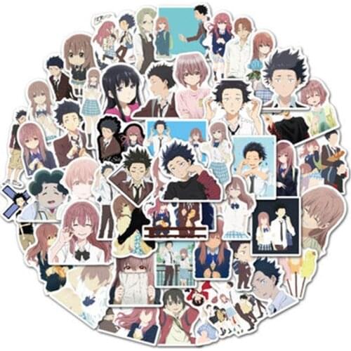 50 pcs/pack Anime A Silent Voice Stickers Laptop Suitcase Pencil Box Notebook Guitar Waterproof PVC DIY Decor Decals