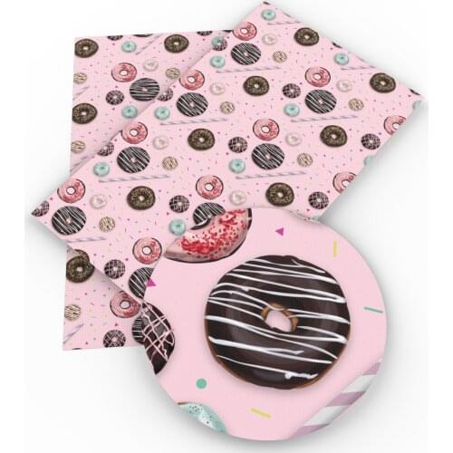 David accessories 20*33cm Food Printed Faux Synthetic Leather DIY Bow Bags Phone Case Scrapbook Faux Leather Sheets,1Yc11790