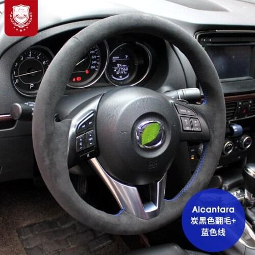 For Mazda 6 ATENZA Axela CX-4 CX-5 CX-8 CX-30 interior car accessories Real Alcantara suede hand-stitch steering wheel cover