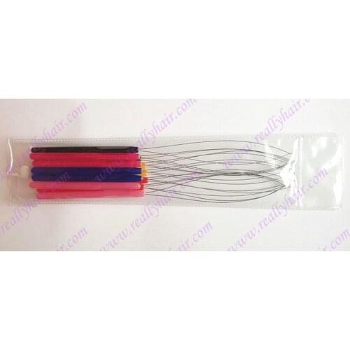 Freeshipping 12 pieces /pack plastic hanle pulling loop threader micro ring tools / Nano ring Hair Extension Tools