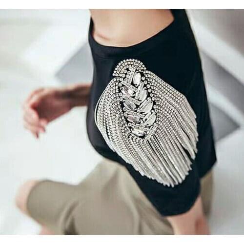 Fashion Handmade Shoulder Jewelry Tassel Rhinestones Epaulettes Clothing Accessories Brooch Epaulet Shoulder Brooches