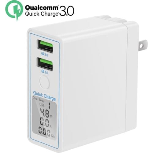 Quick Charger QC3.0 Dual Port Wall Charger 36W Mobile Phone USB Charger for iPhone Samsung Xiaomi Huawei Portable White