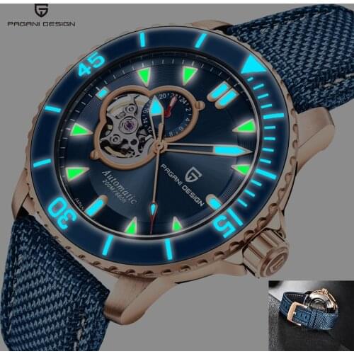 PAGANI DESIGN Brand Luxury Sport Diving Watches Mechanical Automatic Tourbillon Mens watch 200M Deep Waterproof Nylon Watch men