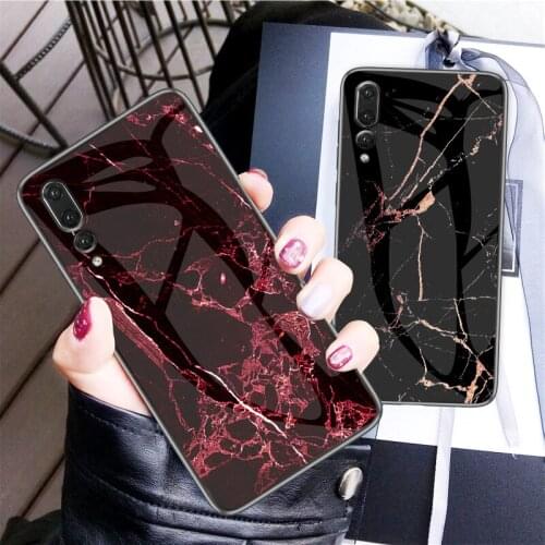 Huawei P20 Pro Case P20Lite Marble Grain Tempered Glass Back Cover Hard Case for Huawei P 20 P20pro P20 Lite Cover Protector