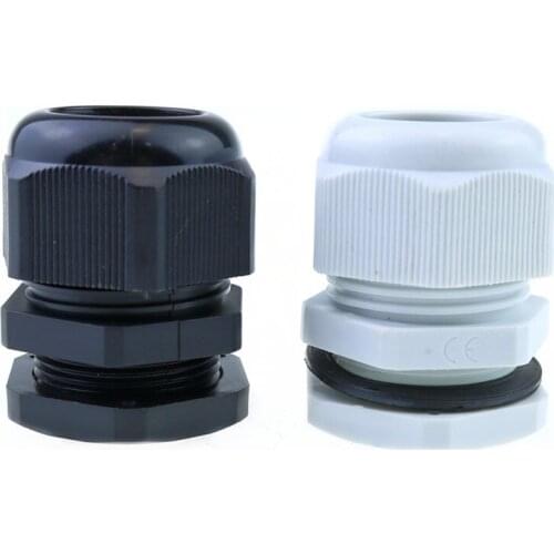 10pcs PG19 Waterproof Connector Gland Dia. 12-15mm Cable Black White