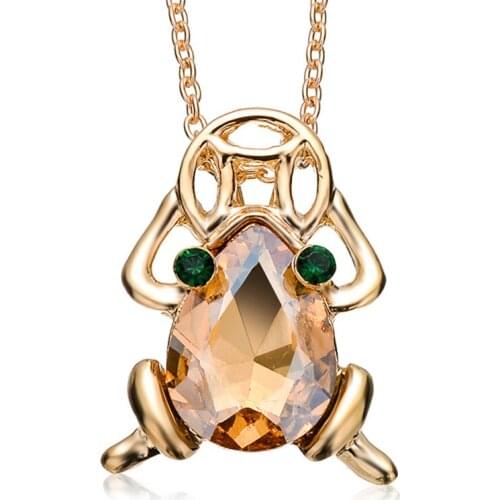 Euro-American Popular Jewelry Austrian Crystal Zircon Money Frog Pendant Necklace Of High Quality Gold Charms Women Gifts
