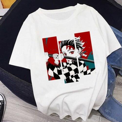 Demon Slayer Graphic Print T-shirt Women Harajuku Aesthetic White Tops Casual Tshirt 2021 New Summer Fashion Y2k Female T Shirt