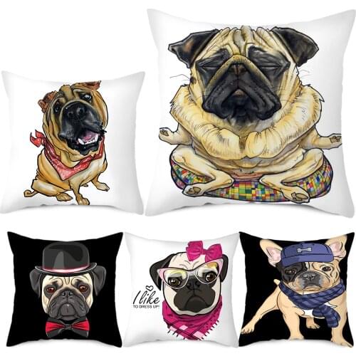 Fuwatacchi Dog Pet Print Pillow Case Animal Pattern Throw Pillow Covers For Home Sofa Polyester Decorative Cushion Cover 45*45cm