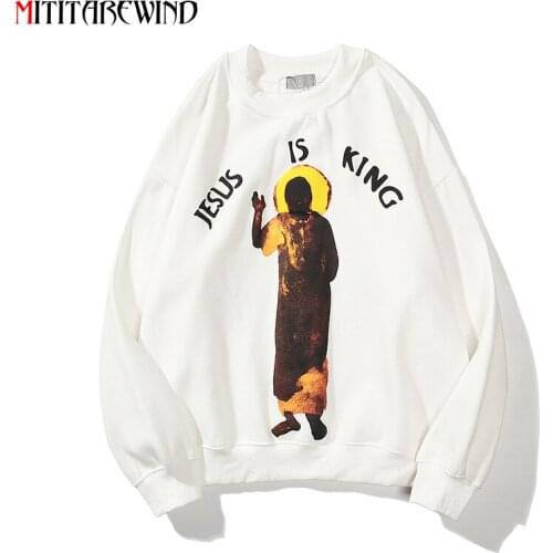 Hip Hop Streetwear Hoodies Women Kanye Music Festival Jesus Print Oversized Hoodie O-Neck Pullover Hoodies Women Women Clothing