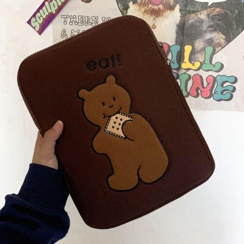 Ins New Korean Bear Tablet Case 11 Inch Laptop Bag For Mac Ipad pro 9.7 10.5 10.8 13 15 inch Cartoon Bread Bear Sleeve Inner Bag