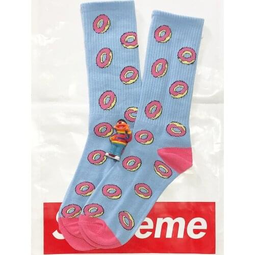 Kawaii 3D Street Fashion Cotton Adult Middle Calf Crew Socks Doughnut Cute Donut Donuts Mister Cake Funny Sweet Food Teen Funky