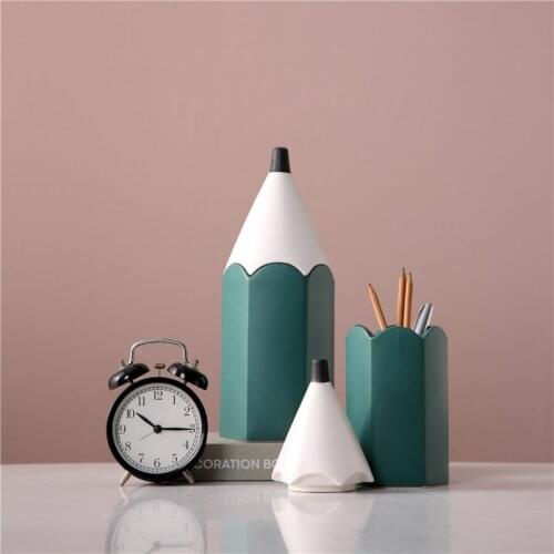 Nordic Modern Ins Creative Pen Holder Ceramic Ornaments Storage Tank Office Model Book Childrens Room Vase
