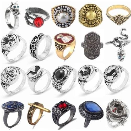 Game Dark Souls Ring Men Metal Punk Vintage Rings for Women Exaggerated Jewelry Cosplay Party Accessories Male
