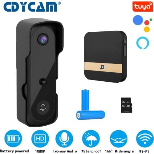 Mini 2MP Tuya APP Video Doorbell Camera WIFI Security CCTV Camera Wireless HD Smart Home Video Intercom Doorbell IR Night vision