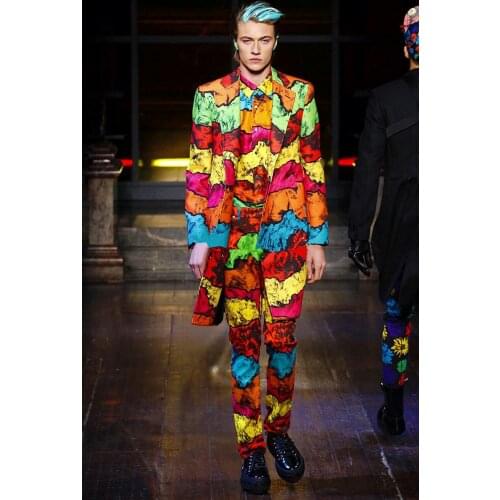 New Fashion Super stars long suit jacket Nightclub male DJ singer dancer stage costumes Party show performance wear