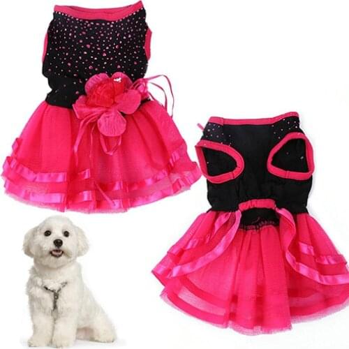 Pet Dog Rose Flower Gauze party Dress Skirt Puppy Cat Princess Clothes Apparel Cat Clothes Puppy Sexy pet clothes dog skirt new