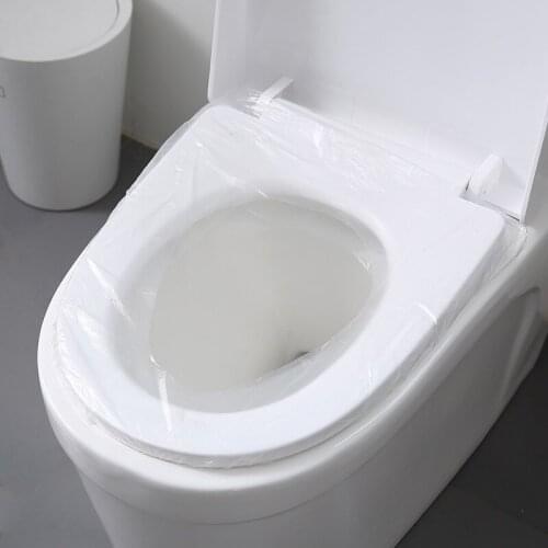 50Pcs/Lot Disposable Toilet Seat Cover Camping Travel Safety Plastic Toilet Cover Pad Waterproof 40*48cm Bathroom Accessories