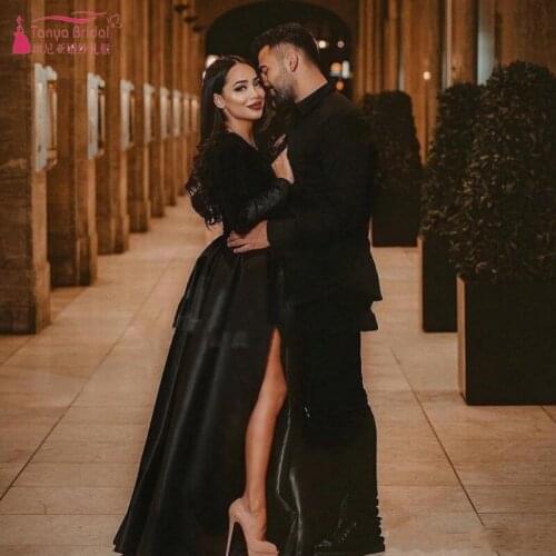 South African Black Girls Long Sleeves Prom Dress 2019 Saudi Arabic Holidays Graduation Wear Party Gown Custom Plus Size W073