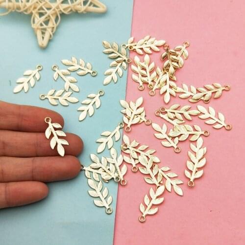 20pcs/lot Golden Tree Leaf Leaves Charm Pendant Alloy Jewelry Accessories DIY Earrings Necklace Charms Making 20x23mm