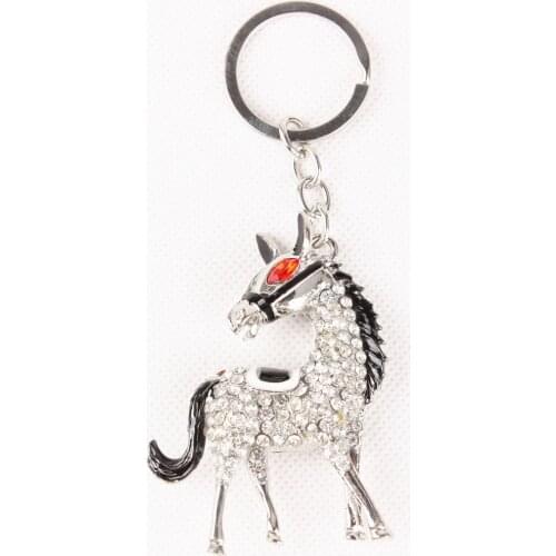 Running Horse Pendant Charm Rhinestone Crystal Purse Bag Keyring Key Chain Accessories Wedding Party Lover Friend Gift