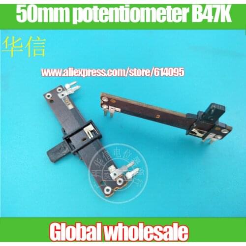 6pcs 50mm straight slip potentiometer B47K / single fader handle length 8MM / 5 feet