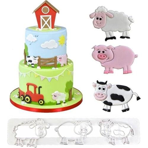 Cute Pig Cow Sheep Dessert Cutter Fondant Cake Decorating Tool For Pastry Biscuit Cake Molds Cartoon Animals Shape Cookie Mould