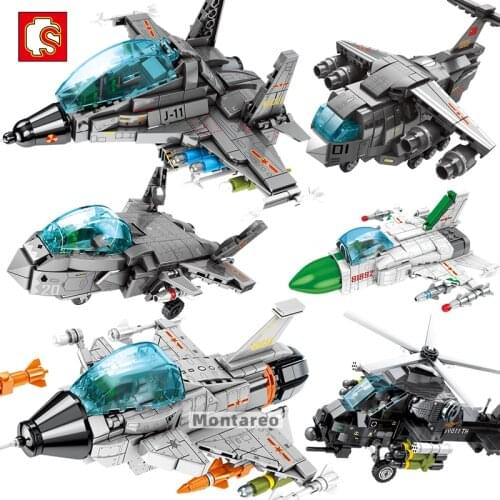 Sembo MOC Q Version J20 J10 J15 J16 J11B Z10 Plane Aircraft Fighter Cute Bomber Model Building Blocks Boy Toys Kid Birthday Gift