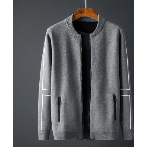 New Stand Collar Mens Sweaters Luxury Knitted Zipper Solid Color Sweater Male Spring And Autumn Slim Fit Mens Sweater 4XL