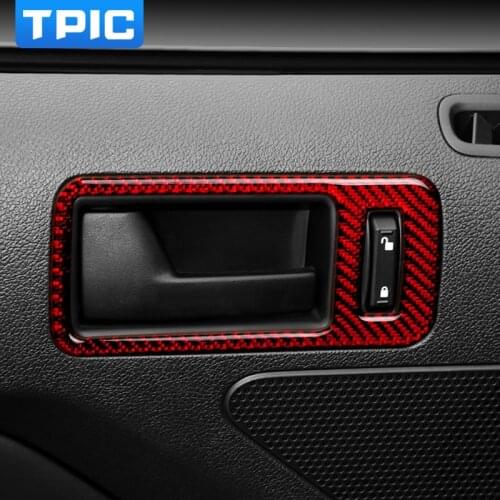 2PCS/Set Carbon Fiber Car Inner Door Handle Bowl Frame Cover Molding Trim Stickers For Ford Mustang 2009-2013 Auto Accessories