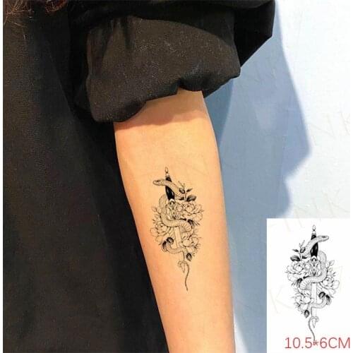 Waterproof Temporary Tattoo Sticker Dagger Knife Snake Flower Body Art Makeup Fake Tatto Flash Tatoo For Men Women