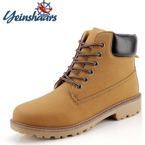 YEINSHAARS 2021 Autumn Winter Shoes High Top Men Plush Leather Snow Boot Heel Fashion Keep Warm Mens Boots Man Ankle Botas