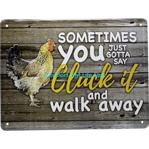 Cluck It and Walk Away Chicken Metal Signs Tin Chicken Signs Chicken Accessories for Coops Funny Chicken Coop Wall Decor