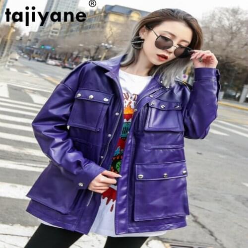 Jacket Leather Womens Real 100% Sheepskin Coat Female Coats and Jackets Women Clothes 2021 Womens Clothing WPY526