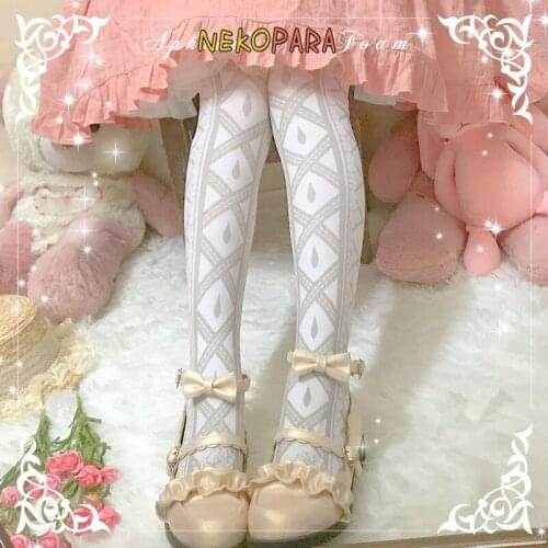 Cross Cream White & Black Womens Lolita Over-knee Black Stockings Velvet Thigh High Long Stockings Cosplay Good Qaulity