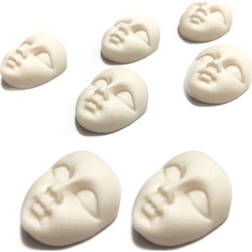 10Pcs Mini Masks Resin Mask Flatback Cabochon Beige Girl Face Flatback Scrapbooking Diy Hair Bow Center Crafts Making