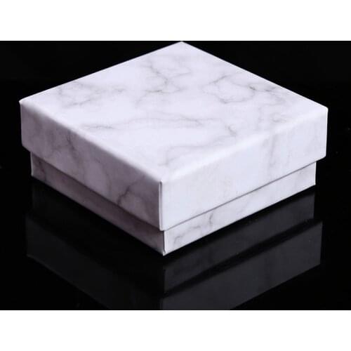 12Pcs Square Rectangle Marbling Printing Kraft Paper Jewelry Packaging Box For Earrings Ring Bracelet Watch Gift Package Case St
