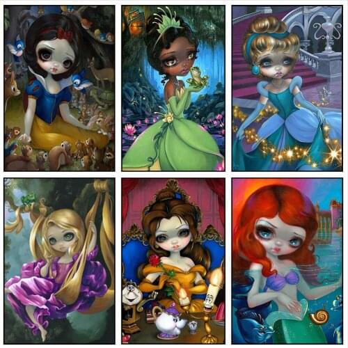 DIY 5D Diamond Painting Cross Stitch Disney Cartoon Princess Diamond Embroidery Picture of Rhinestones Mosaic Home Decor